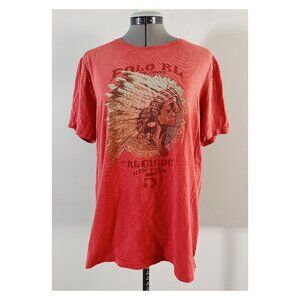 VTG RL Polo Palph Lauren Sz L RL Guide Chief Graphic Tee in Weathered Red